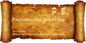 Pavlekovics Bekény névjegykártya